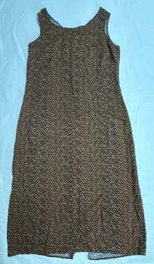 Helene Blake Maxi Dress Brown Tiger Stripe Sleeveless Used-Like-New